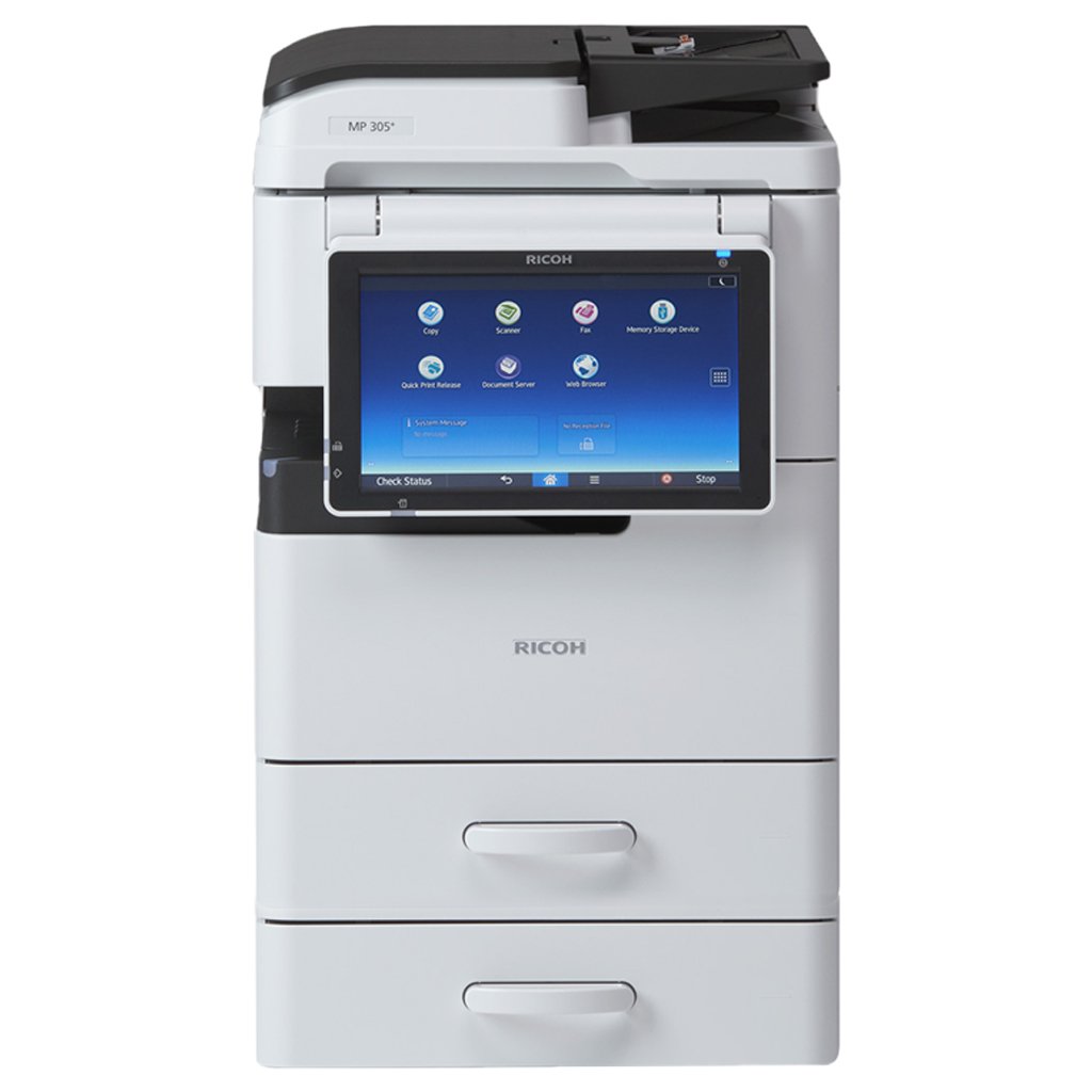 $17.95/Month Ricoh MP 305+ SPF Desktop Commercial Monochrome Multifunction Laser Printer Copier Scanner Facsimile With Large LCD For Office