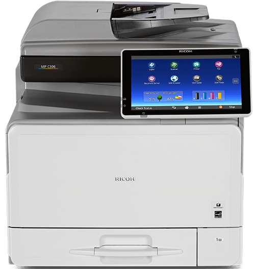 Absolute Toner From $17/month - Ricoh MP C306 30 ppm Color Laser Multifunction Copier Printer Scanner with Touchscreen Showroom Color Copiers